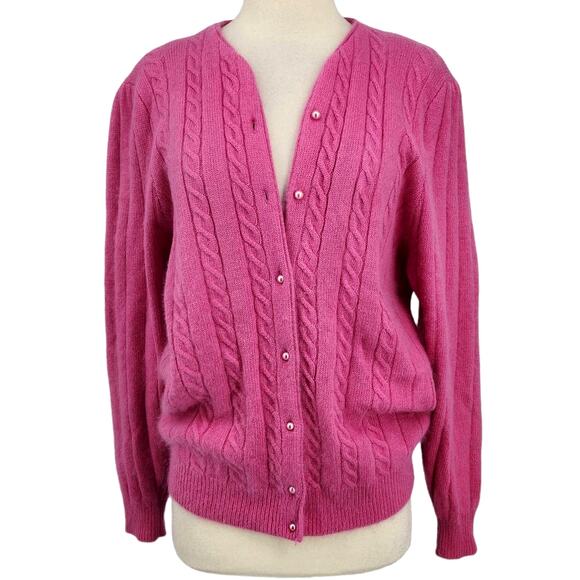 Vintage Angora / Lambswool Pink Cardigan Sweater - Picture 1 of 6